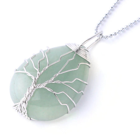 collier pendentif arbre de vie argent aventurine verte