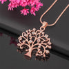 collier pendentif arbre de vie cristaux or rose