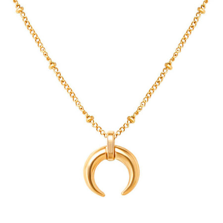 collier pendentif lune acier or