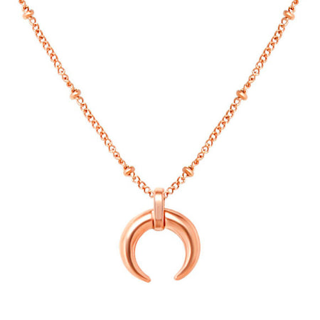 collier pendentif lune acier or rose