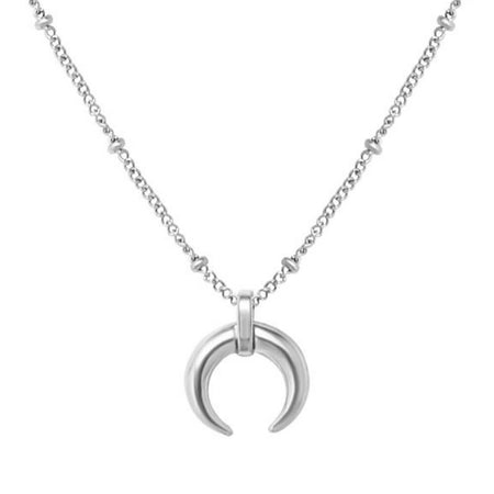 collier pendentif lune acier argent