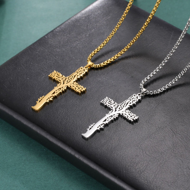 Collier Croix En Acier Inoxydable 316L - Chaîne Cubain Homme/Femme - Noir, Doré Ou Argent 41 à 60 Cm