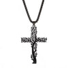 collier pendentif croix chretienne arbre de vie noir