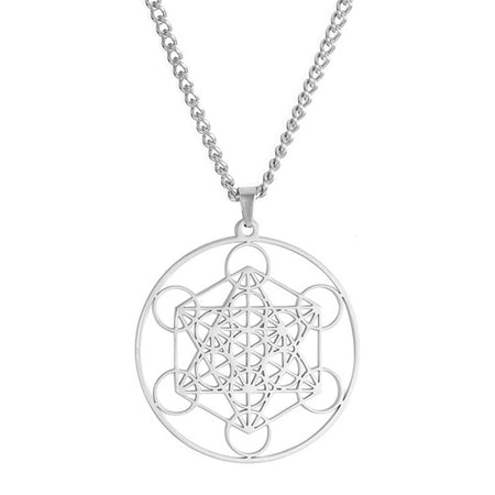 collier pendentif cube de metatron argent