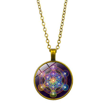 collier pendentif cube de metatron fluorescent
