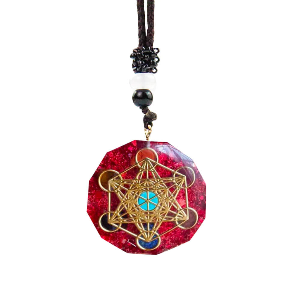 collier pendentif cube de metatron jaspe rouge