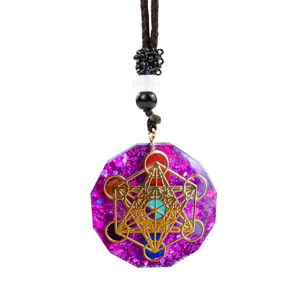 collier pendentif cube de metatron amethyste