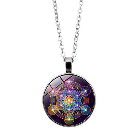 collier pendentif cube de metatron fluorescent