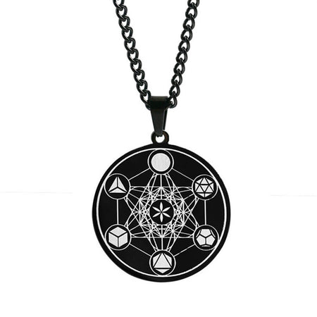 collier pendentif cube de métatron noir