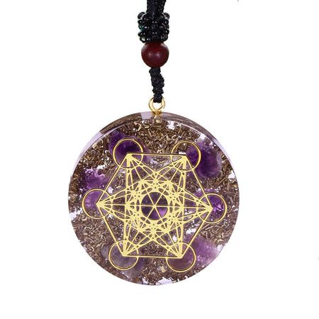 collier pendentif cube de metatron amethyste
