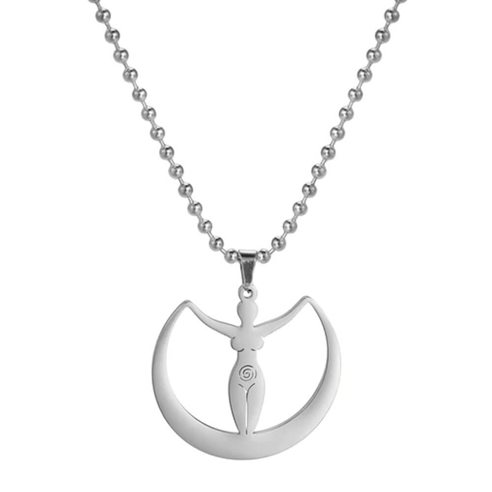 collier pendentif deesse de la lune wicca argent