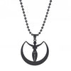 collier pendentif deesse de la lune wicca noir