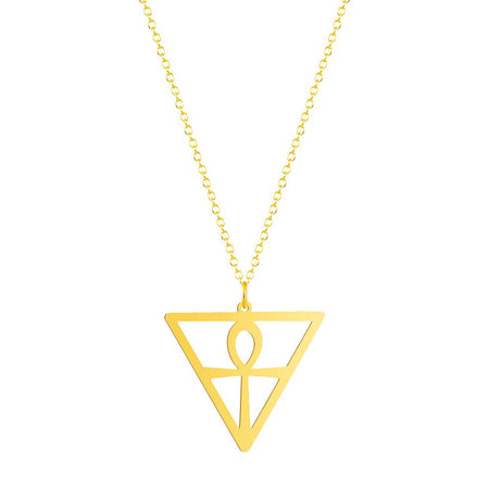 collier pendentif croix de vie ankh triangle or