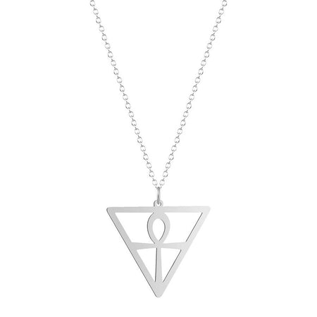 collier pendentif croix de vie ankh triangle argent