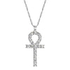 collier pendentif croix de vie ankh cristaux argent