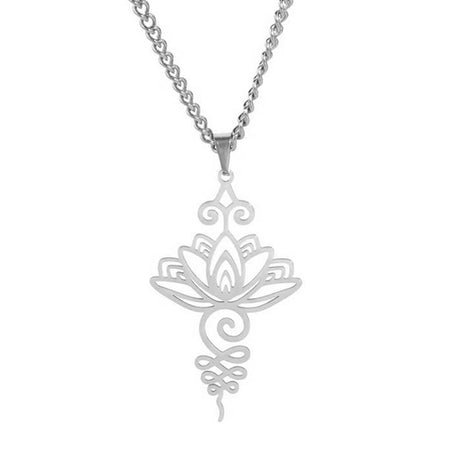 collier pendentif fleur de lotus argent