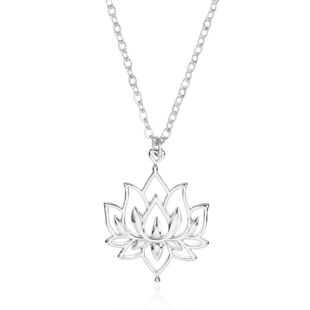 collier pendentif fleur de lotus argent