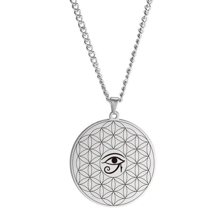 collier pendentif fleur de vie oeil d'horus argent