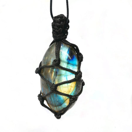 collier pendentif labradorite filet spectrolite