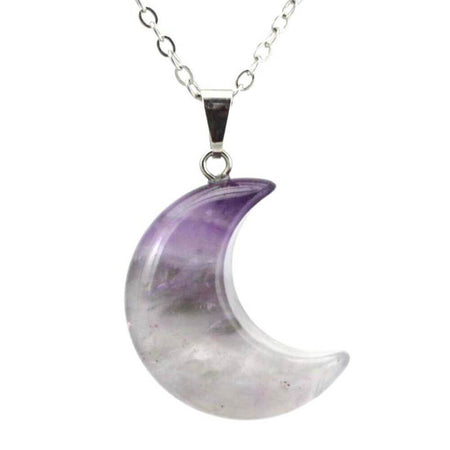 collier pendentif lune amethyste