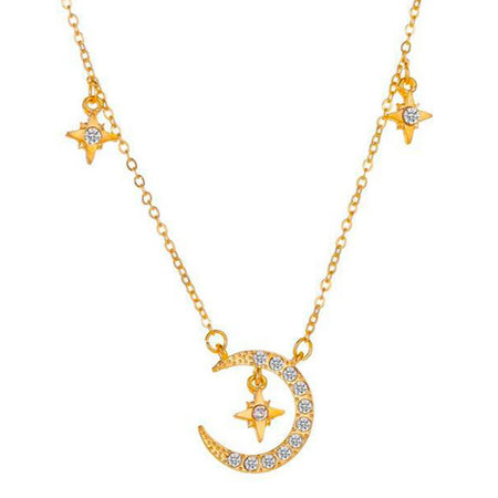 collier pendentif lune etoile or