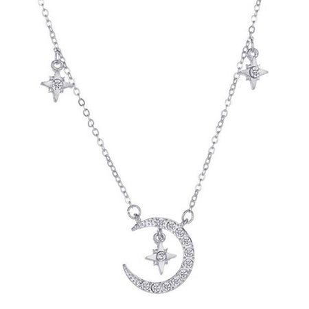 collier pendentif lune etoile argent