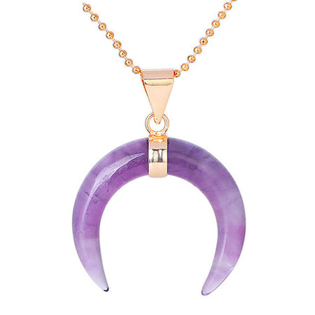 collier pendentif lune amethyste