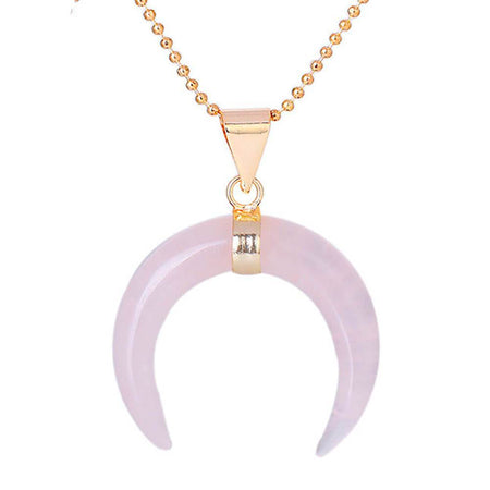 collier pendentif lune quartz rose