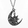 collier pendentif lune soleil argent