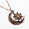collier pendentif lune soleil bronze