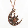 collier pendentif lune soleil bronze