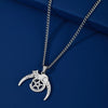 collier pendentif pentacle lune wicca chat argent