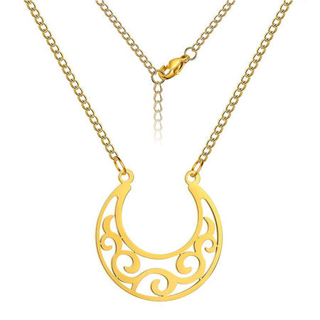 Collier pendentif lune wicca or