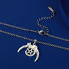 collier pendentif pentacle lune wicca chat argent