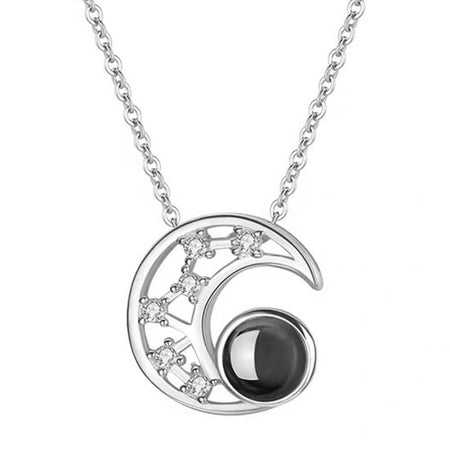 collier pendentif lune cristal argent