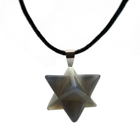 collier pendentif merkaba agate grise