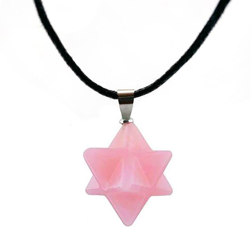 collier pendentif merkaba quartz rose