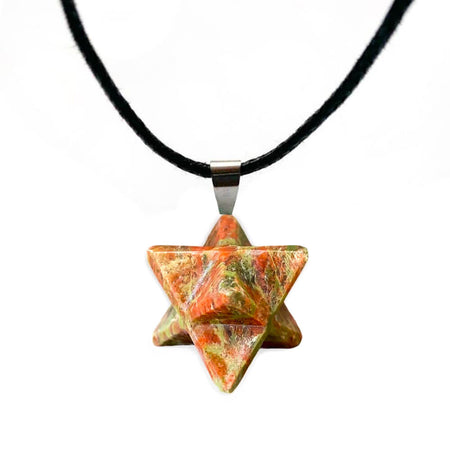 collier pendentif merkaba unakite