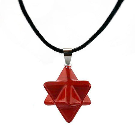 collier pendentif merkaba jaspe rouge