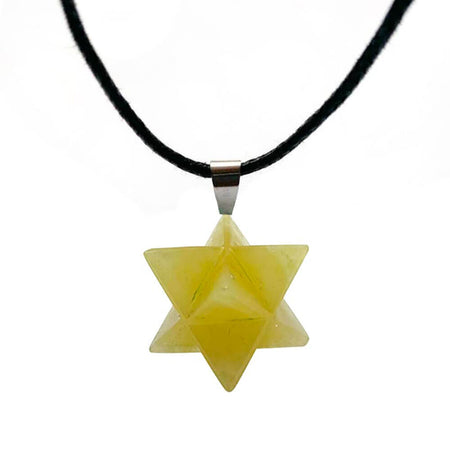 collier pendentif merkaba jade jaune