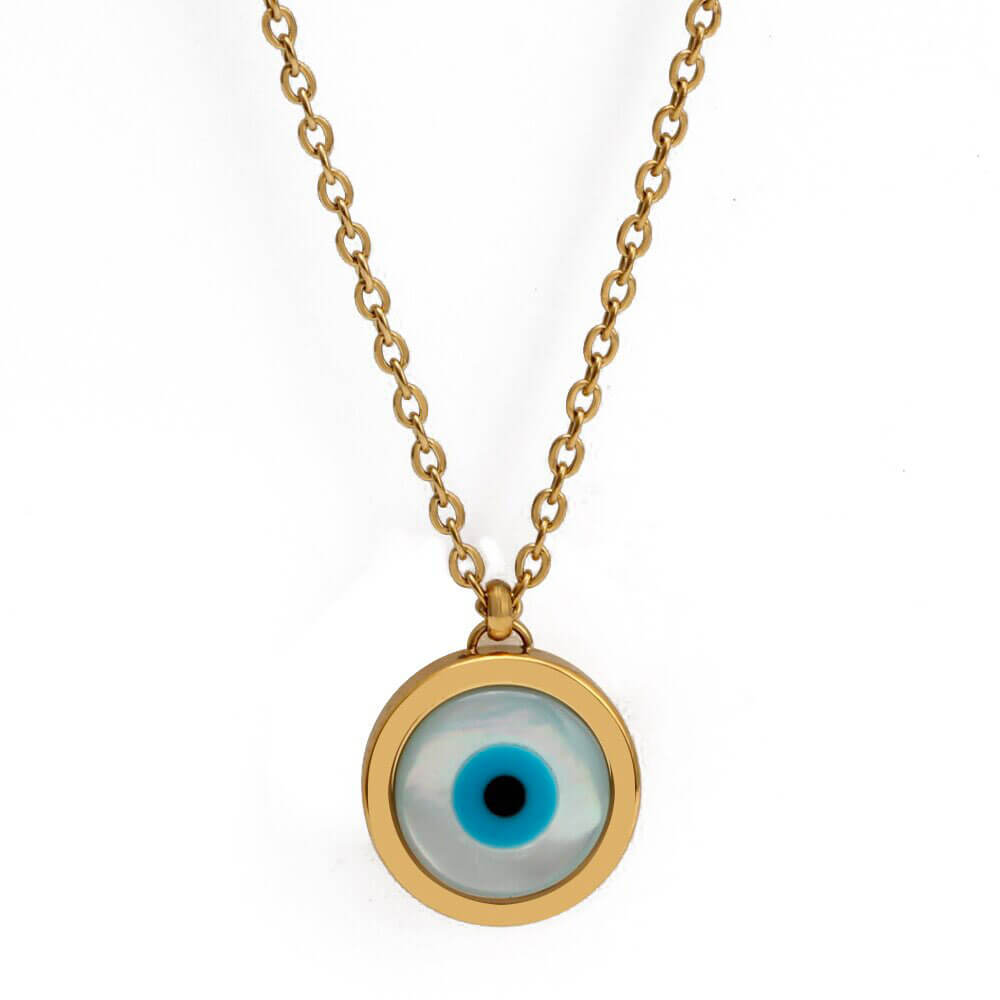 collier pendentif oeil bleu turc grec nazar or