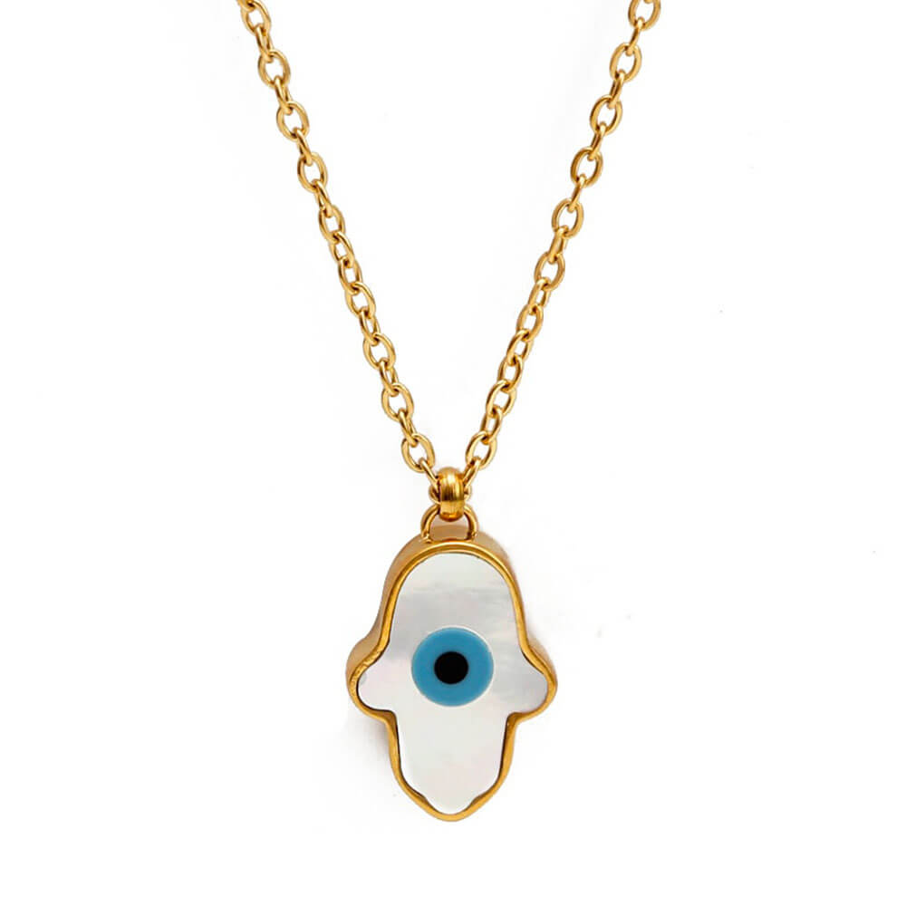 collier pendentif oeil bleu turc main de fatma or