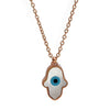 collier pendentif oeil bleu turc main de fatma or rose