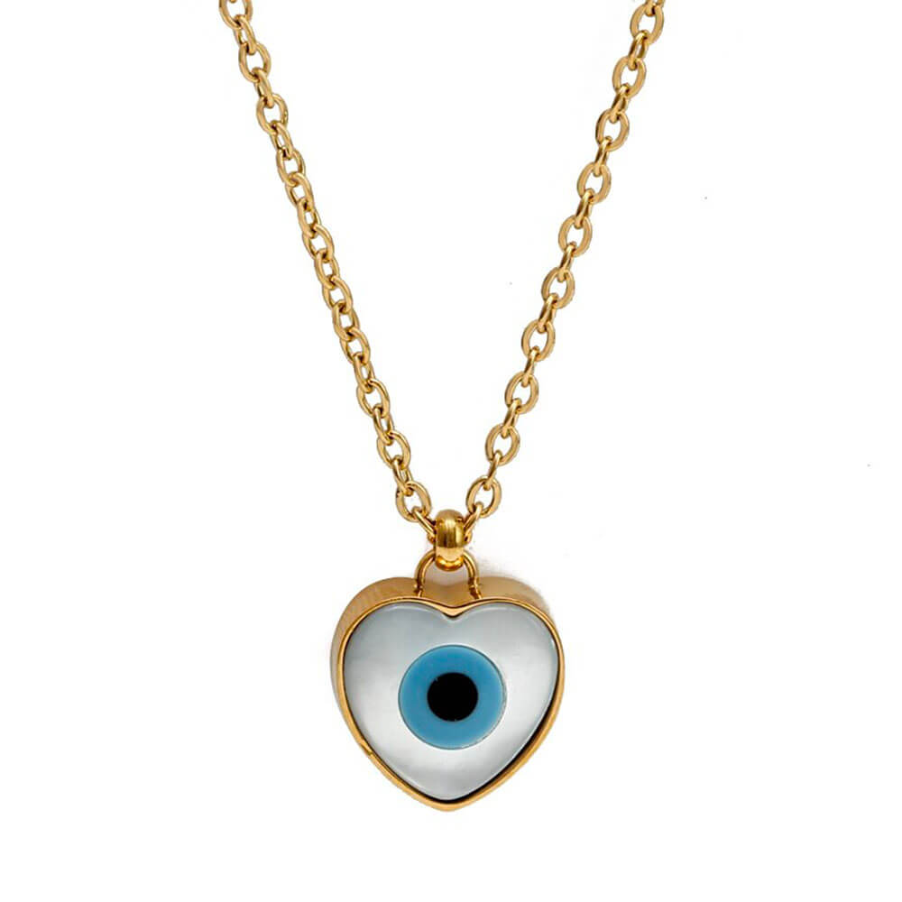 collier pendentif oeil bleu turc coeur nazar or