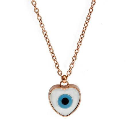 collier pendentif oeil bleu turc coeur nazar or rose