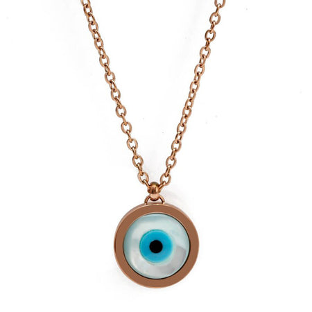 collier pendentif oeil bleu turc grec nazar or rose