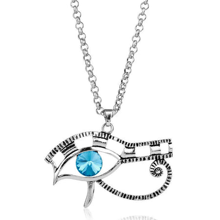 collier pendentif oeil d'horus bleu oudjat égyptien argent