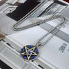 collier pendentif pentacle protection cristal bleu