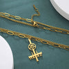 collier pendentif pentacle croix de satan or