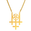 collier pendentif pentacle croix satanique or